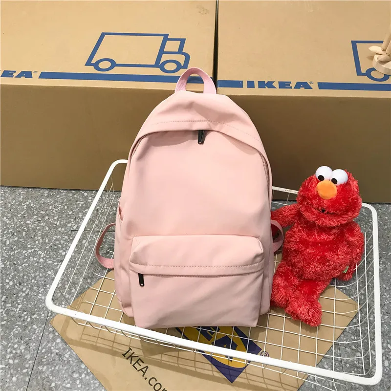 Водонепроницаемый нейлоновый женский рюкзак в японском стиле, однотонные рюкзаки Mochila Feminina Mujer, дорожная сумка для девочек-подростков, школьный рюкзак - Цвет: Pink