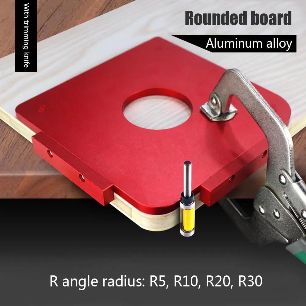 

4 In 1 R5/R10/R20/R30 Router Temple Plate Wood Panel Radius R Plate Quick-Jig Router Table Bit Corner Jig Trimming Machine