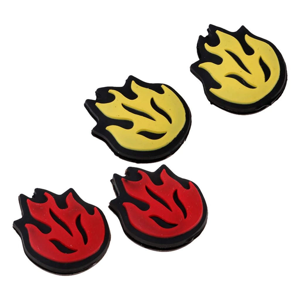 4 Pieces Silicone Flame Tennis Racket Shock Absorber Shockproof Dampener