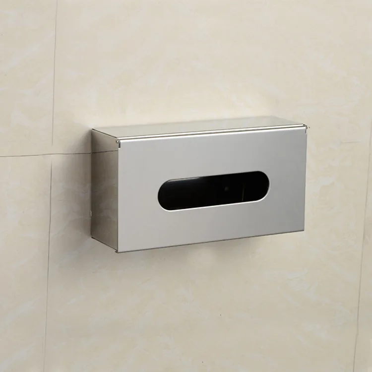 

304 Stainless Steel Bathroom Wall-Mounted Waterproof Paper Extraction Long Roll Paper Tissue Box Desktop Stainless Steel Paper E