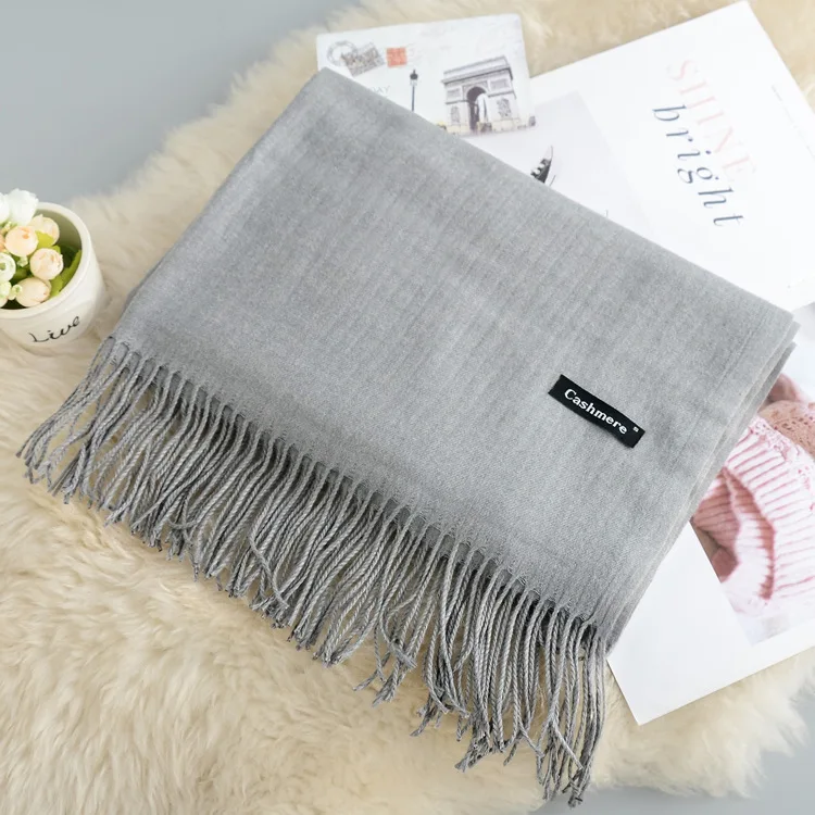 Gray Scarf Кашемировый женский шарф новая теплая шаль Foulard Femme пашмины платок Шерстяной палантин голова шеи длинные зимние шарфы для женщин - Цвет: Gray Scarf