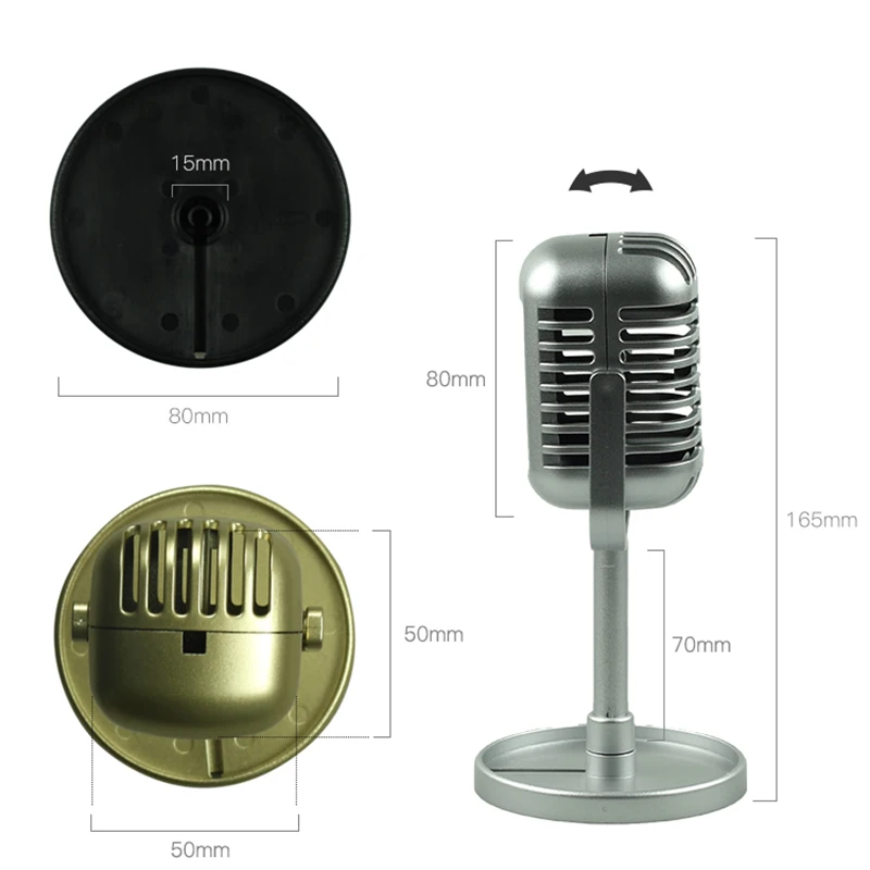 headset with mic Simulation props mic Classic Retro Dynamic retro microphone Universal vintage microphone Stand for Live Performance Recording podcast microphone Microphones