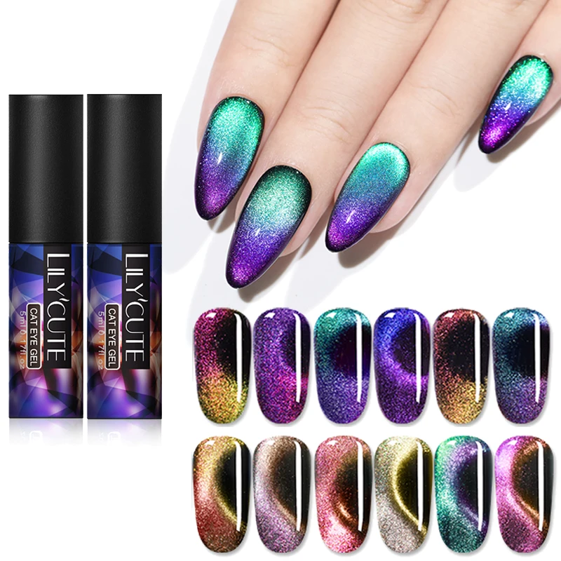 

LILYCUTE 5ml Auroras Nail Gel Polish Luminous Cat Eye UV Gel Glow in The Dark 3D Magnetic Glitter Soak Off Nail Gel Varnish