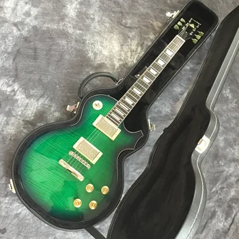 

suneye New style Green electric guitar, Tiger Flame front 6 point guitar, rosewood fingerboard piano