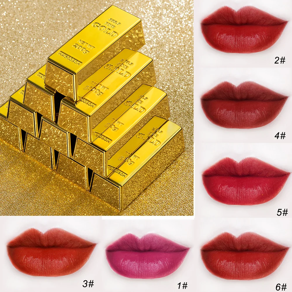 Glitter Lipstick Moisturizing Makeup Velvet Matte Gold Lipstick