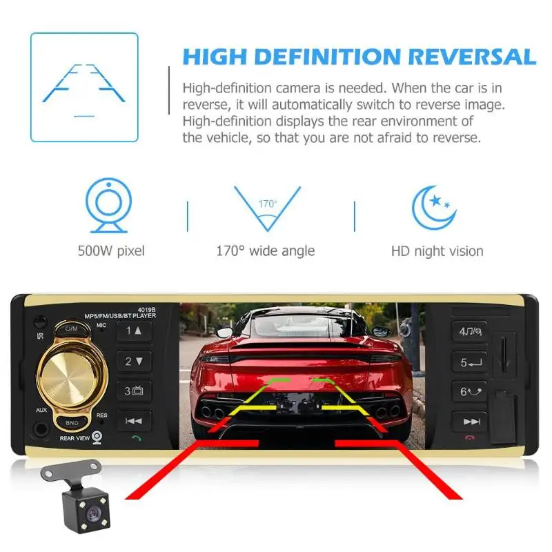 4019B в тире автомобиля стерео 4,1 дюймов Bluetooth AUX USB Радио Цифровой медиаприемник с предустановкой Aux аудио вход сброс ключа