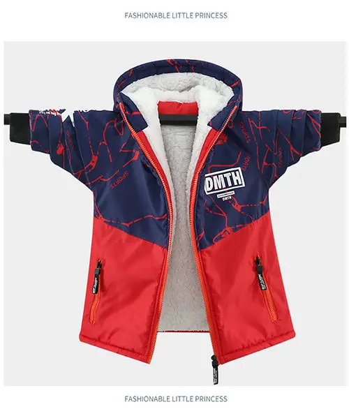 Jaqueta de Poliéster para o Menino Veludo com Capuz Inverno Nova Versão Coreana Manter Quente Engrossar Mais Parka Cabolsa Casual Roupas Infantis 9 nova versão coreana manter quente engrossar mais