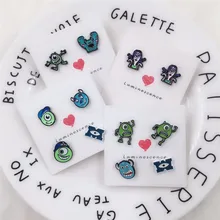 EUPNHY/1 пара, Симпатичные серьги-гвоздики с героями мультфильма «Университет монстров» для девочек, модные гипоаллергенные серьги-гвоздики для пирсинга