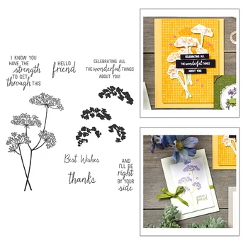 

2020 New Hot Plant Tree Branch Flower Sentiment Word Hello Thanks Stamp and Metal Cutting Dies For Scrapbooking Card Foil Making