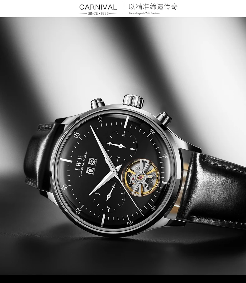 Новинка, Tourbillon, автоматические часы для мужчин, Карнавальная мода, кожаный ремешок, мужские механические часы, водонепроницаемые наручные часы, montre homme