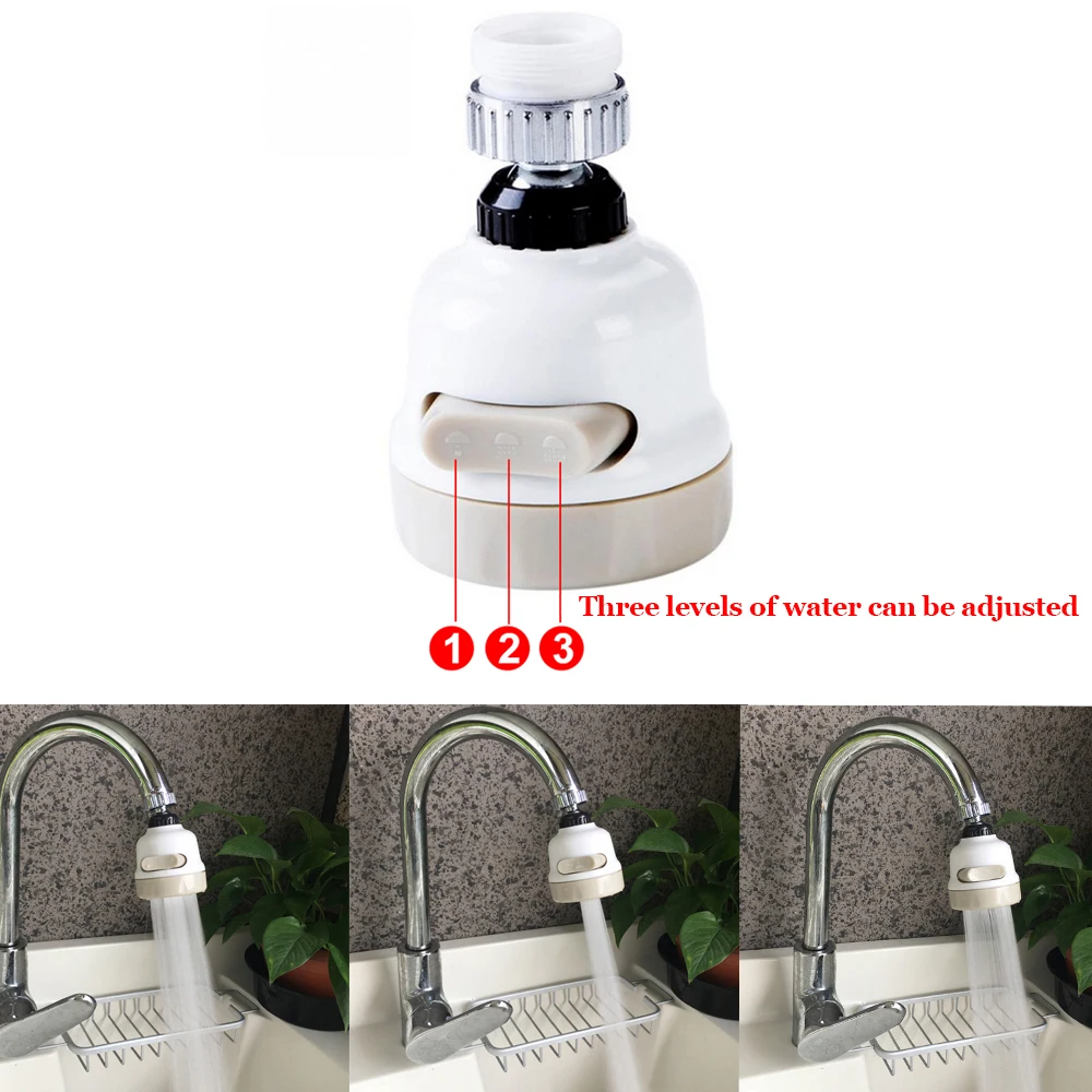 

Kitchen Faucet Shower Head 360 Rotate 3 Gear Adjusting Tap Head Shower Diffuser Rotatable Nozzle Faucet Filtered Accessories