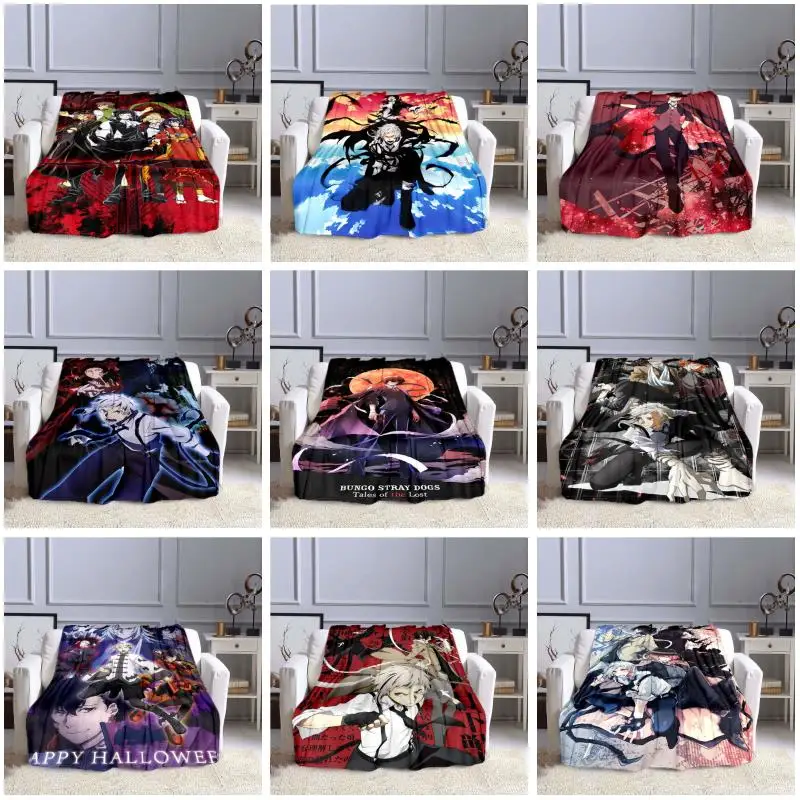 

Bungo Stray Dogs Anime Sofa Throw Blanket Flannel Super Soft Fleece Bed Cover Home Decor All Season Bed Sofa Living Room
