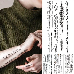 Transferable Black Word Waterproof Temporary Tattoo Sticker Gun Star Ideal English Text Arabic Letter Moon Flash Tatto Women Men