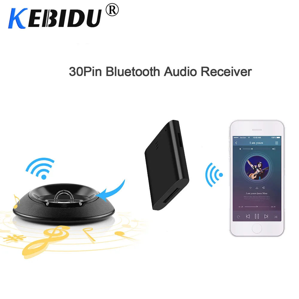 Kebidu Bluetooth A2DP музыкальный приемник адаптер с 1 светодиодный для iPod для iPhone 30-контактный док-станция для Динамик
