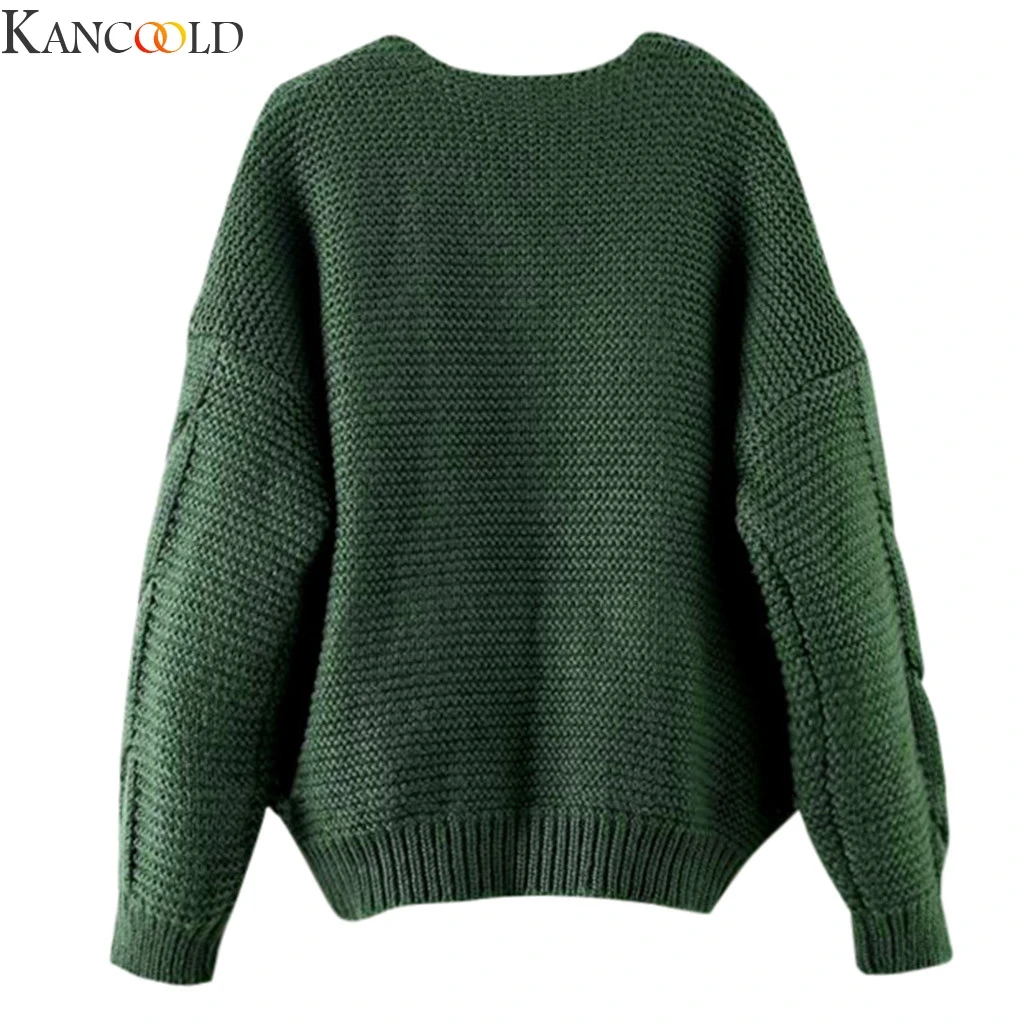 KANCOOLD, Женский вязаный свитер, кардиган, Осень-зима, желтый Однотонный свитер, для девушек, Повседневный, высокое качество, теплый джемпер, пальто размера плюс