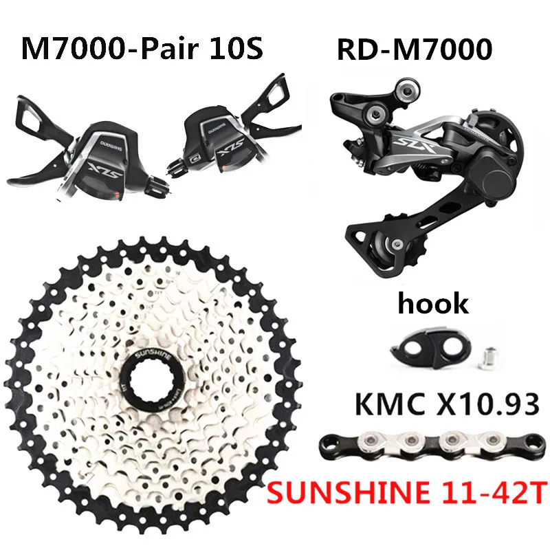 Pair 42T kit SHIMANO SLX SL-M7000 горный велосипед 10 скоростей RD-M7000 SUNSHINE 10 скоростей 11-42 T/46 T/50 T маховик KMC 10 скоростей сменный комплект цепи - Цвет: Pair 42T kit