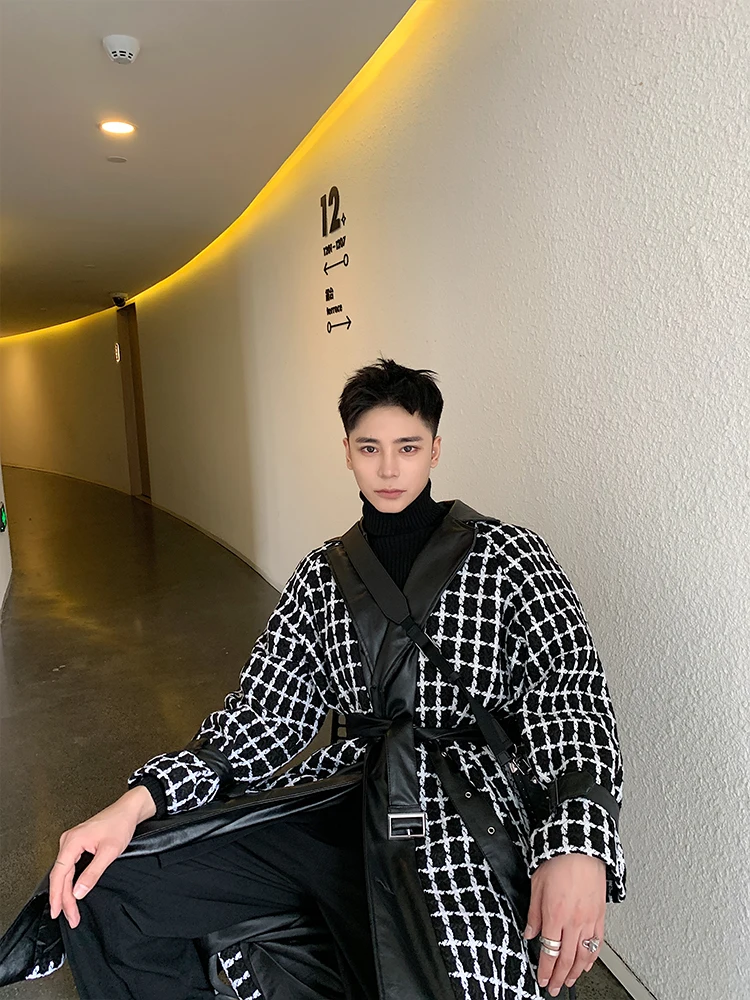 M-XL! Пальто, длинный стиль, корейский Британский Стиль, принт в виде тысячи птиц, модный тренд, повседневная Корейская красивая ветровка