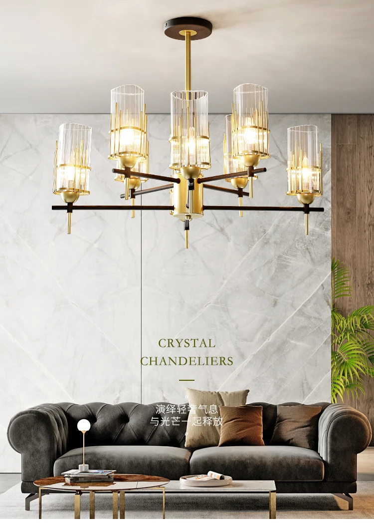 Nordic luxury LED chandelier living room lamp simple bedroom dining room lamp creative post-modern tea shop lighting