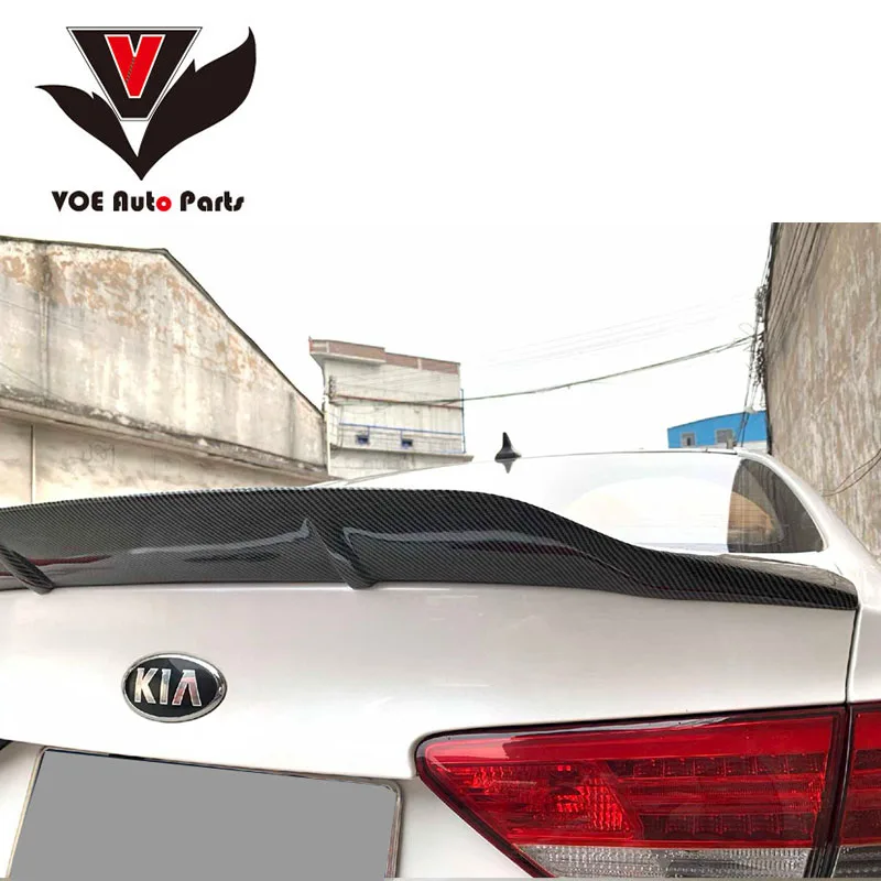 K4 R-style углеродное волокно черный глянец заднего крыла Спойлер для KIA K4