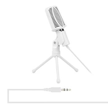 

Professional Stereo Microphone Condenser Sound Podcast Studio 3.5mm 360 Rotation Mic Tripod Stand For PC Notebook