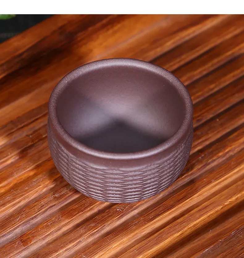 Clay Small Cup Master Cup a Generation of Fat Wholesale Bamboo Weaving Teacup Entirely Handmade Tea Set Kung Fu Tea Accessories