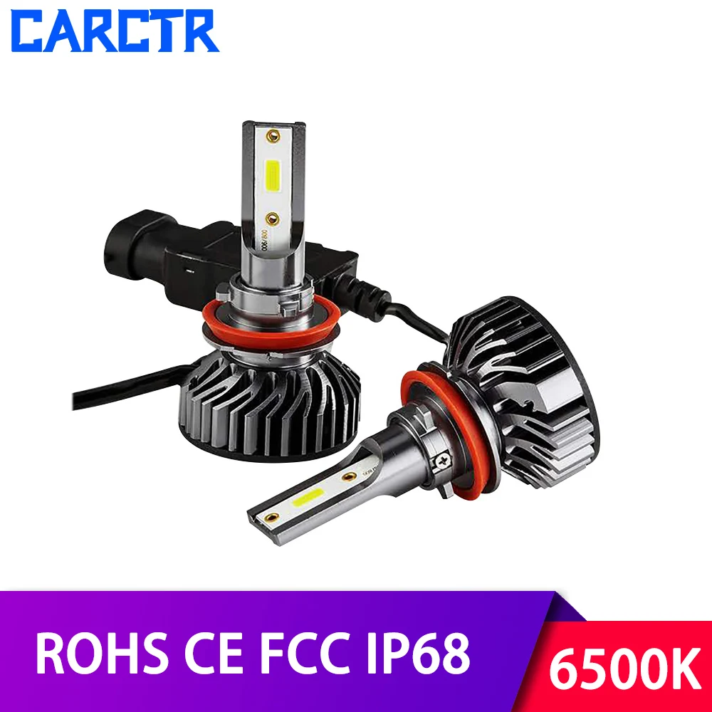 CARCTR автомобильная светодиодная головная светильник H1 H4 H7 лампы авто фары 9005 9006 H11 9012 H3 автомобильный светильник 30 Вт 8000LM 6500 к автомобильный головной светильник для автомобилей