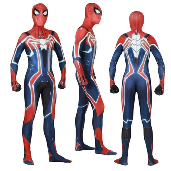 

PS4 insomniac spiderman costume newset Movie Cosplay catsuit Halloween superhero Spandex zentai suit custom free shipping
