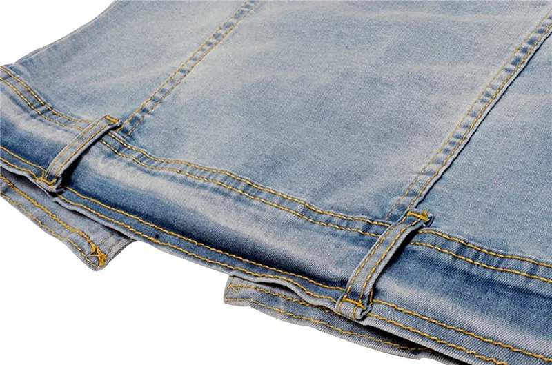 Promo  Denim Jackets Trendy XU Washed Three Quarter Sleeve Stretch Collarless Short Jeans Coat