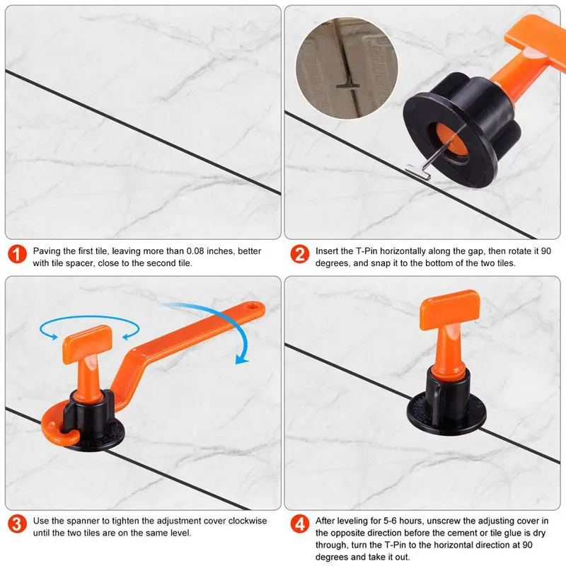 Leveling System Kits 50 Pcs Tile Spacer 100 Pcs, Diy Tiles Leveler Spacers With Wrench, Reusable Flooring Level Tile Levellers