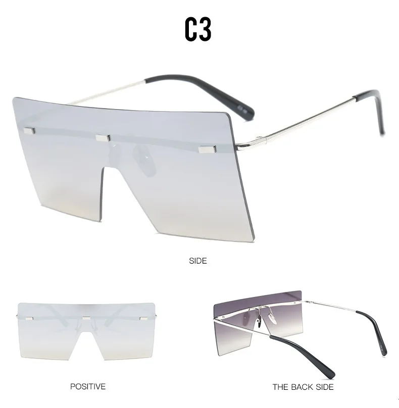 Солнцезащитные очки без оправы, большие размеры, женские солнцезащитные очки с большой оправой, женские брендовые дизайнерские очки, новинка, винтажные градиентные очки