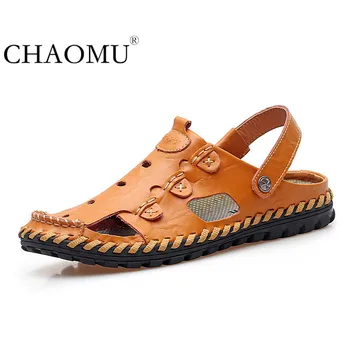 

Handmade leather Baotou sandals men's summer breathable casual shoes men's non-slip beach shoes two slippers