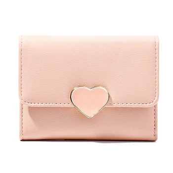 

AUAU-Large Capacity Zipper Coin Purse Pu Folding Short Wallet Fashion Love Wallet