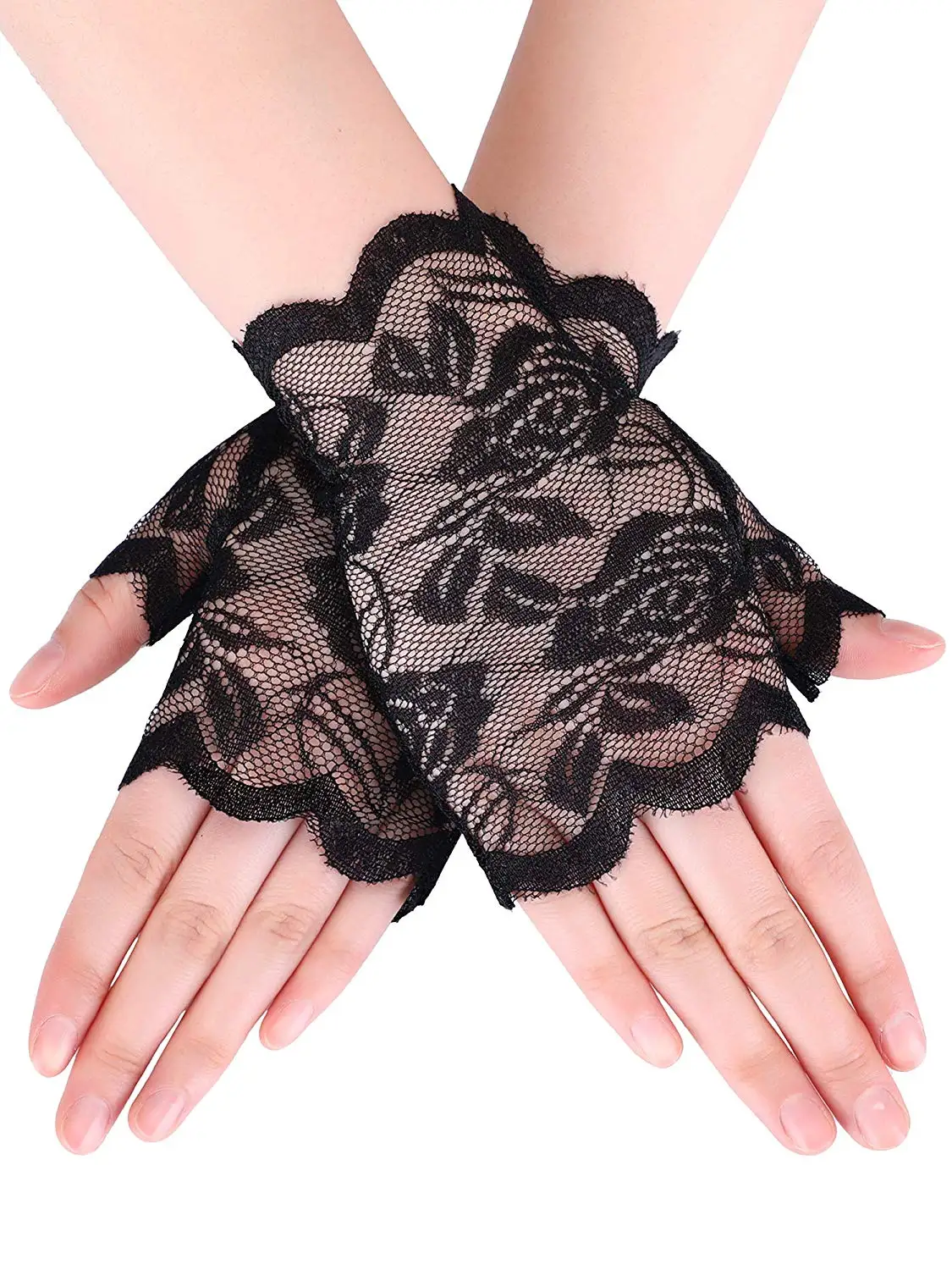 Sexy Black Пикантные женские перчатки для защиты от солнца для вождения перчатки очаровательные пикантные женские ботинки, для девушек и женщин, выполнено из кружева Детский костюм для вечеринок Перчатки, варежки без пальцев аксессуар - Цвет: Sexy Black