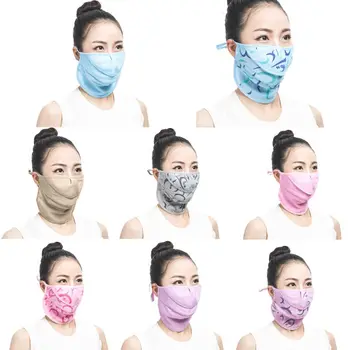 

Women Summer Sunscreen Mouth Mask Neck Gaiter with Flexible Nose Open Breathable Washable Outdoor Driving Dustproof Face Cover