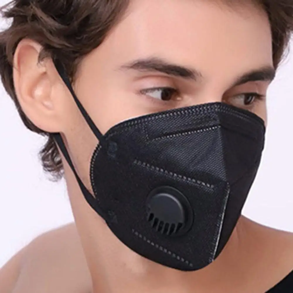 

IN STOCK! Black KN95 Mask with Breathing Valve Black Face Mask Mouth PM 2.5 Mask Anti-dust Same As KF94 FFP3 Fast Shipping