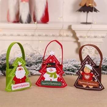 

Cartoon Santa Snowman Gingerbread Man Tree Christmas Biscuits Candy Storage Bag Handbag Kids Gift Pocket New Year Party Decor