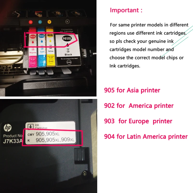 Совместимый с чипом картридж чернилами для HP 903 903XL 907 hp Officejet Pro 6950 6960 6962 6963 6965 6966