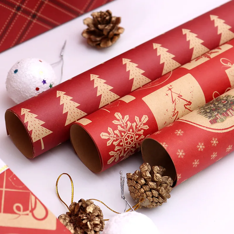 50x70cm Christmas Kraft Wrapping Paper Christmas Gift Thickened Kraft Paper  Tree Elk Santa Claus Printing Gift Box Wrapping Pape - Craft Paper -  AliExpress