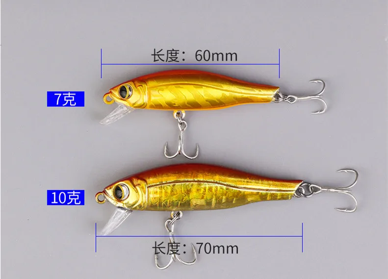 Angelköder, Minnow, langsam sinkend, 7 g, 10 g, Kunstköder, 6 cm, 7 cm, harter Köder, 1 Stück – Detail 2