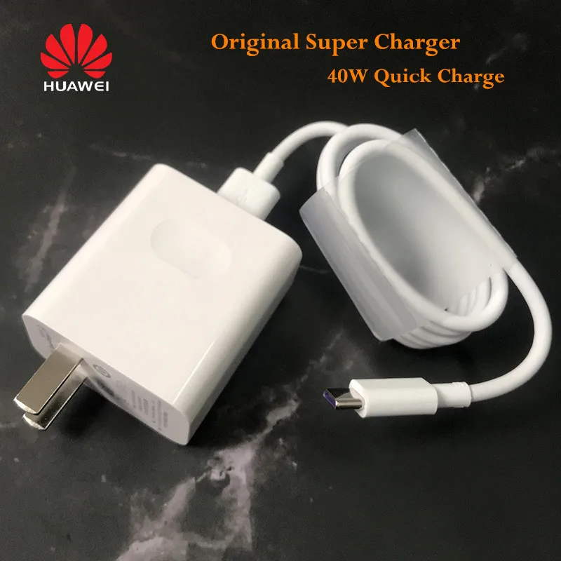 Оригинальное зарядное устройство huawei Supercharge mate 20 pro RS P20 P30 pro Супер зарядка 10 в 4A 40 Вт адаптер USB кабель Honor Magic 2 view 20