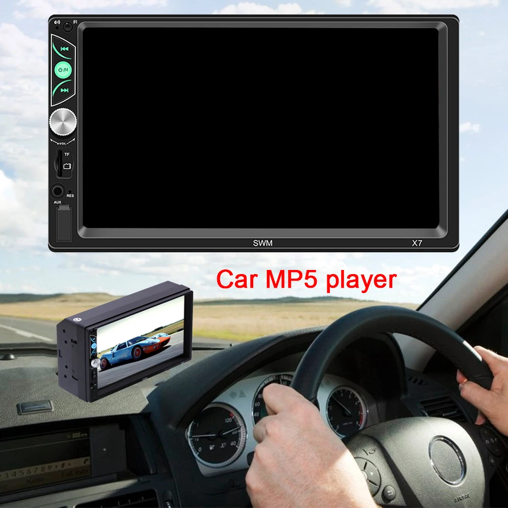 Двойной 2 Din Bluetooth 12 в стерео Зеркало Ссылка Универсальный FM радио с задней камерой автомобиля MP5 плеер 7 дюймов экран видео аудио Aux