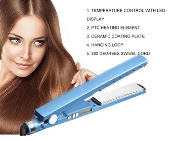 

Professional 2 in 1 Hair Flat Iron 11/4 Portable Hair Curler Hair Straightener Iron Hair 450F Temperature Fast Hair Straightener
