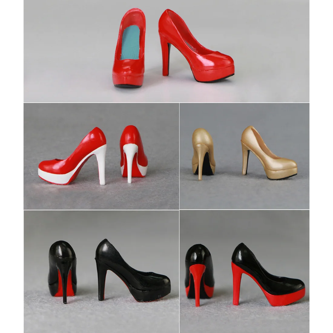 Мини Высокие каблуки обувь для 1/6 Масштаб действия женской фигуры-красный+ черный