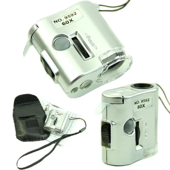 

60X Microscope Illuminated Magnifier Glass Jeweler Loupe Lens With LED UV Light L69A