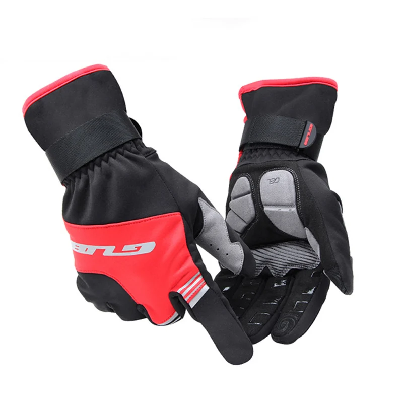 Winter riding gloves windproof fabric plus velvet warm motorcycle gloves XXL code men's winter accessories men's gift - Цвет: red
