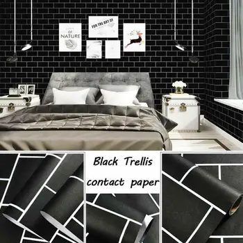 

45500cm/roll Pvc Black White Brick Pattern Self-adhesive Bathroom Wall Tiles Stickers Decor Living Room Modern Home Wallpap X8H4