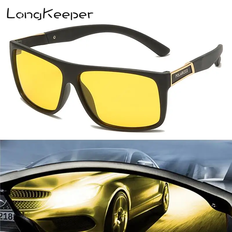 

LongKeeper TR90 Night Vision Sunglasses Men Driver Goggles Women Yellow Lens Safety Driving Eyewear UV400 Anti-glare oculos