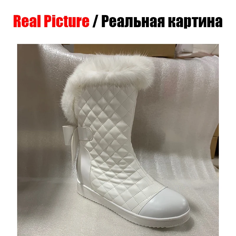 DORATASIA/Новинка года; элегантные Прошитые зимние сапоги на плоской подошве; женские зимние сапоги до середины голени, увеличивающие рост; Водонепроницаемая женская обувь; 31-41