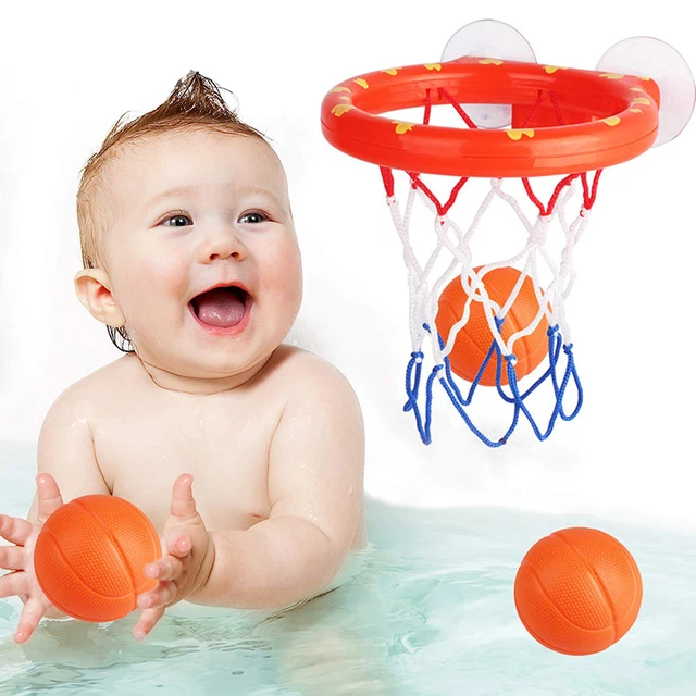US $3.79 New Bath Toys 3 Balls Bathtub Basketball Hoop Game Shooting Baby Bath Toy Water Paddle Sports Joke 