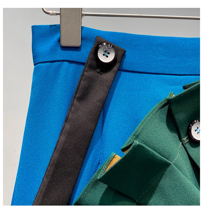 [EAM] High Waist Blue Asymmetrical Pleated Ruffles Temperament Half-body Skirt Women Fashion Tide New Spring Autumn 2020 1X801